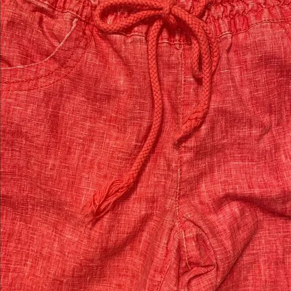 Freestyle Revolution Red Smocked Waist Linen Pants - Picture 4 of 9
